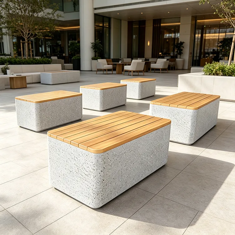 Bangku Kiub Terrazzo FRP Komersial
