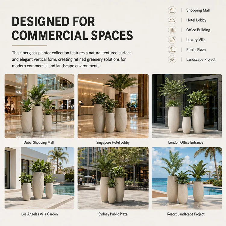 Fiberglass Textured Planter Set