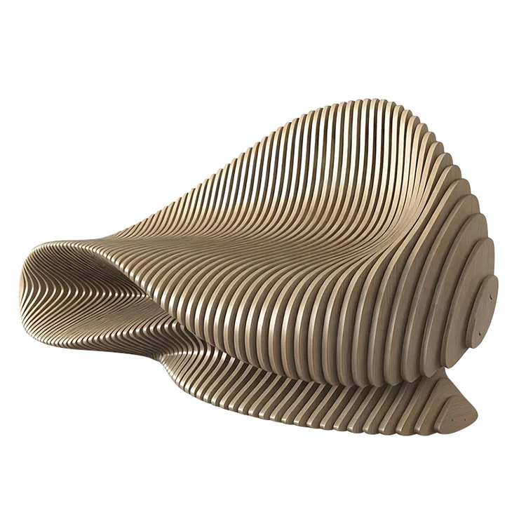 Parametric Wave Wood Bench